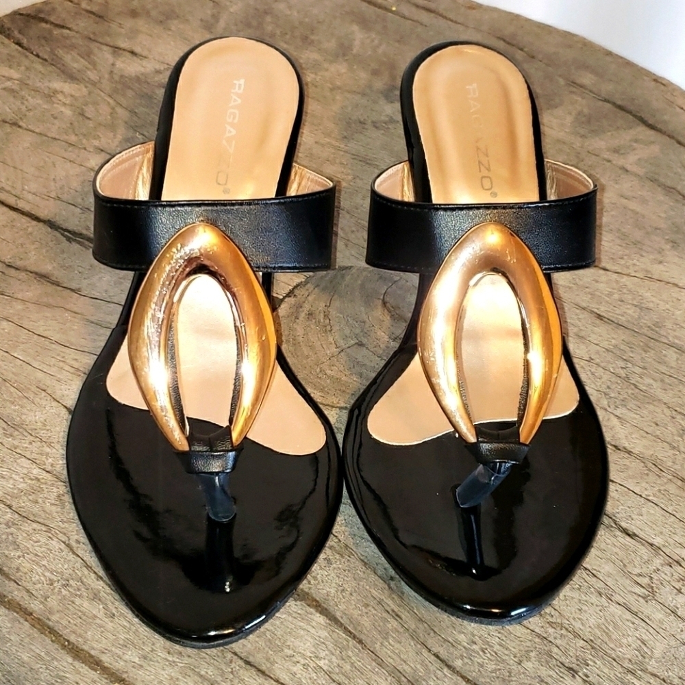 Ragazzo black wedge sandals